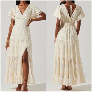 NWT Astr Embroidered Tier Maxi Dress